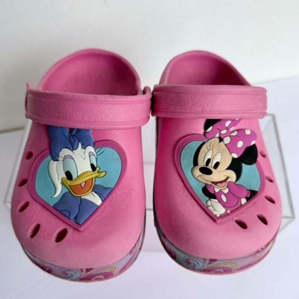 Disney Minnie & Daisy Toddler Girls Sz 7-8 Clogs Pink Water Shoes Beach Swim